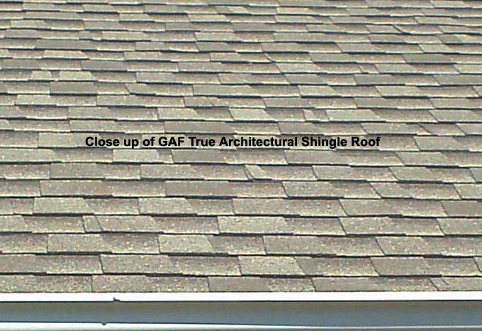 Close up of GAF HD True Architectural Roof