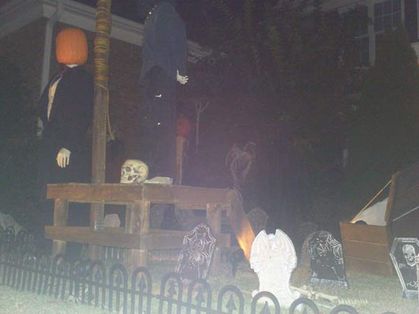 Halloween Scene At Night Executioner Gallows Graveyard