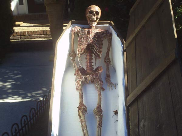 Close-up of Halloween Corpse in Coffin