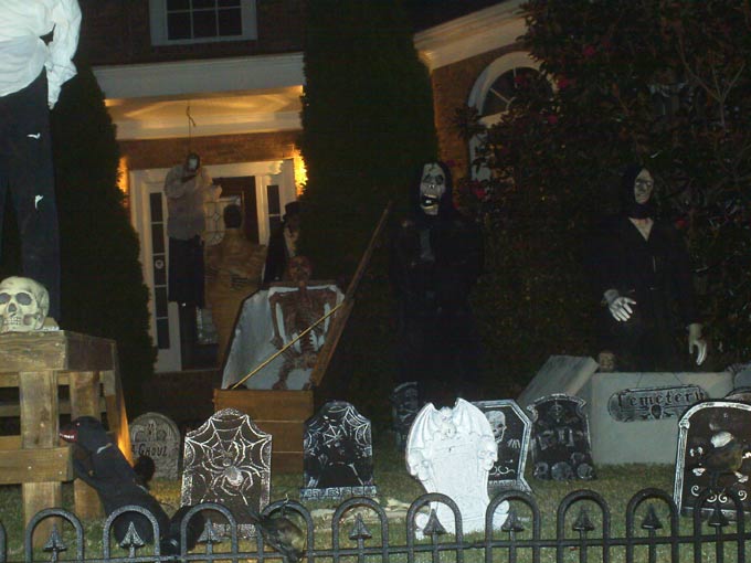 Halloween Night Scene Gallows Mummy, Coffin Corpse GraveYard Ghoul and Crypt Ghoul