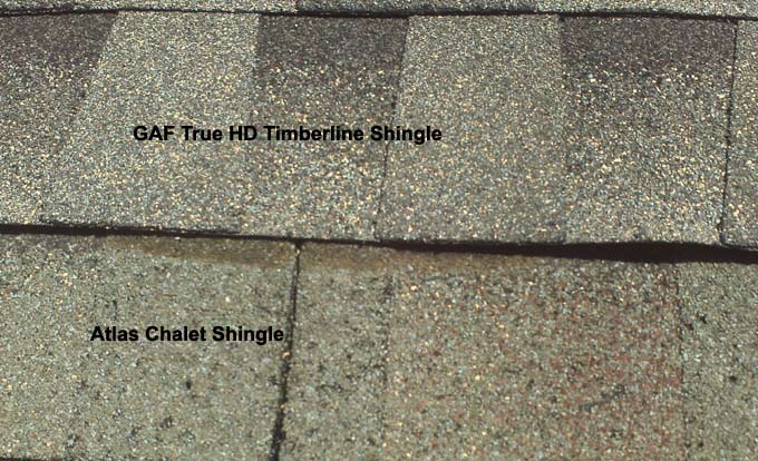 Comparison of GAF True HD Architectual Timberline Shingle to Atlas Chalet Shingle