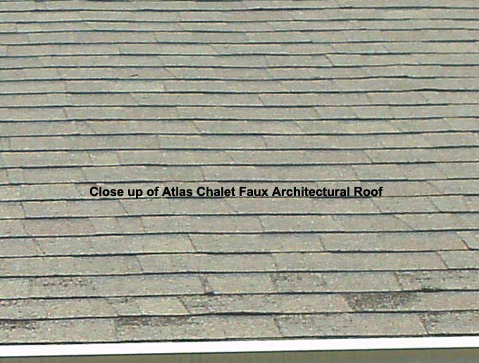 Close up of Atlas Chalet Faux Architectural Roof